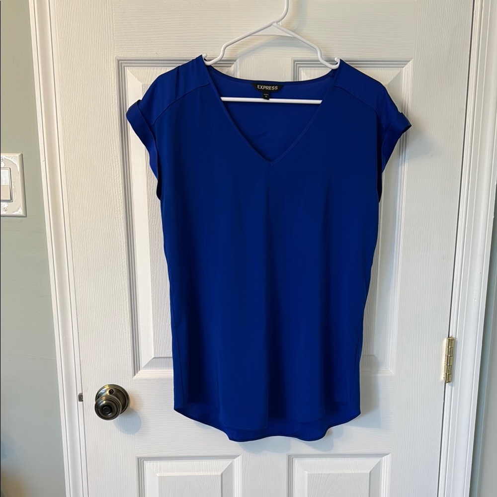 Express Women's Blue V-Neck Top